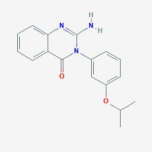 molecular formula C17H17N3O2 B8712857 4(3H)-Quinazolinone, 2-amino-3-[3-(1-methylethoxy)phenyl]- CAS No. 189937-65-3