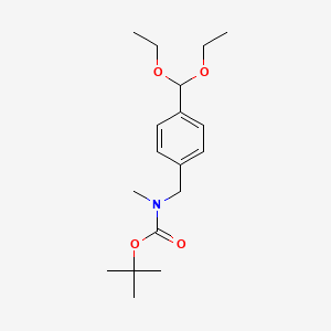 molecular formula C18H29NO4 B8713672 Carbamic acid, N-[[4-(diethoxymethyl)phenyl]methyl]-N-methyl-, 1,1-dimethylethyl ester 