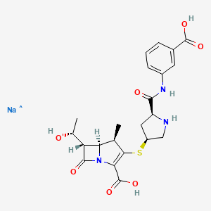molecular formula C22H25N3NaO7S B8713771 1-Azabicyclo[3.2.0]hept-2-ene-2-carboxylic acid,3-[[(3S,5S)-5-[[(3-carboxyphenyl)amino]carbonyl]-3-pyrrolidinyl]thio]-6-[(1R)-1-hydroxyethyl]-4-methyl-7-oxo-, monosodium salt, (4R,5S,6S)- 