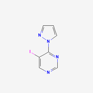 molecular formula C7H5IN4 B8713817 5-iodo-4-(1H-pyrazol-1-yl)pyrimidine 
