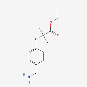 molecular formula C13H19NO3 B8714172 2-(4-Aminomethyl-phenoxy)-2-methyl-propionic acid ethyl ester 