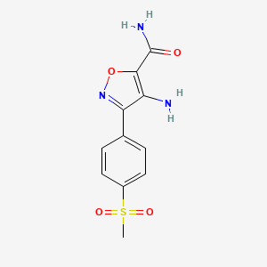 molecular formula C11H11N3O4S B8714200 4-Amino-3-[4-(methanesulfonyl)phenyl]-1,2-oxazole-5-carboxamide CAS No. 832717-27-8