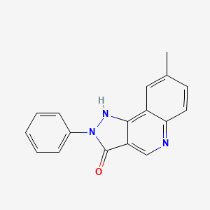 molecular formula C17H13N3O B8714319 8-Methyl-2-phenyl-2,5-dihydro-pyrazolo-(4,3-c)quinolin-3-one CAS No. 77779-90-9