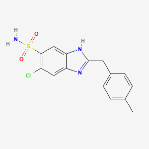 molecular formula C15H14ClN3O2S B8714325 5-Chloro-2-[(4-methylphenyl)methyl]-1H-benzimidazole-6-sulfonamide CAS No. 89725-47-3