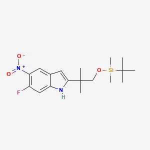 molecular formula C18H27FN2O3Si B8714564 2-{1-[(tert-butyldimethylsilyl)oxy]-2-methylpropan-2-yl}-6-fluoro-5-nitro-1H-indole 