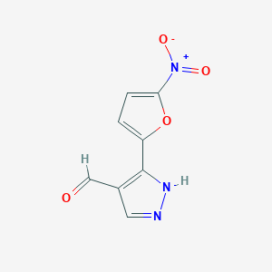 molecular formula C8H5N3O4 B8714641 5-(5-nitrofuran-2-yl)-1H-pyrazole-4-carbaldehyde CAS No. 61619-55-4