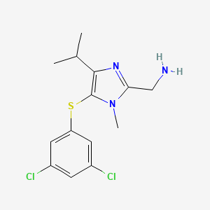 molecular formula C14H17Cl2N3S B8714703 2-Aminomethyl-5-(3,5-dichlorophenylthio)-4-isopropyl-1-methylimidazole CAS No. 178979-56-1
