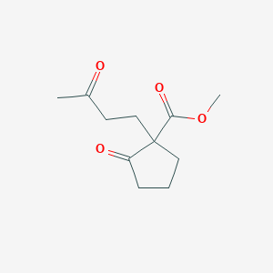 molecular formula C11H16O4 B8715183 Cyclopentanecarboxylic acid, 2-oxo-1-(3-oxobutyl)-, methyl ester CAS No. 31208-52-3