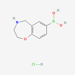 molecular formula C9H13BClNO3 B8715273 (2,3,4,5-Tetrahydrobenzo[f][1,4]oxazepin-7-yl)boronic acid hydrochloride 