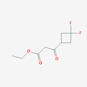 molecular formula C9H12F2O3 B8715408 Cyclobutanepropanoic acid, 3,3-difluoro-beta-oxo-, ethyl ester 