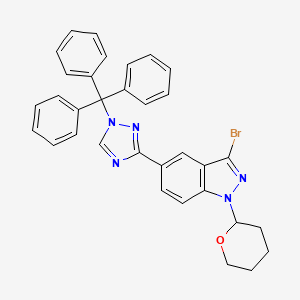 molecular formula C33H28BrN5O B8715471 3-Bromo-1-(tetrahydro-2H-pyran-2-yl)-5-(1-trityl-1H-1,2,4-triazol-3-yl)-1H-indazole 