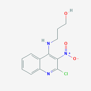 molecular formula C12H12ClN3O3 B8715487 3-[(2-Chloro-3-nitroquinolin-4-yl)amino]propan-1-ol 
