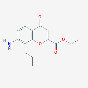 molecular formula C15H17NO4 B8715591 Ethyl 7-amino-4-oxo-8-propyl-4H-1-benzopyran-2-carboxylate 