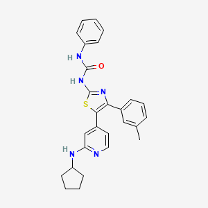 molecular formula C27H27N5OS B8715619 N-[5-(2-Cyclopentylamino-4-pyridyl)-4-(3-methylphenyl)-1,3-thiazol-2-YL]-N'-phenylurea CAS No. 365429-94-3