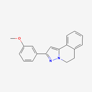 molecular formula C18H16N2O B8715707 Pyrazolo(5,1-a)isoquinoline, 5,6-dihydro-2-(3-methoxyphenyl)- CAS No. 61001-30-7