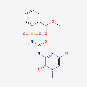 molecular formula C14H13ClN4O6S B8716099 Benzoic acid, 2-(((((6-chloro-3,4-dihydro-4-methyl-3-oxopyrazinyl)amino)carbonyl)amino)sulfonyl)-, methyl ester CAS No. 115714-03-9