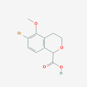 molecular formula C11H11BrO4 B8716125 6-bromo-5-(methyloxy)-3,4-dihydro-1H-isochromene-1-carboxylic acid 