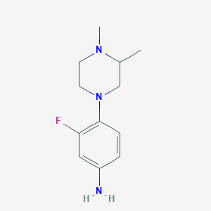 molecular formula C12H18FN3 B8716328 4-(4-Amino-2-fluorophenyl)-1,2-dimethylpiperazine 