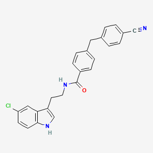 molecular formula C25H20ClN3O B8716410 Benzamide, N-[2-(5-chloro-1H-indol-3-yl)ethyl]-4-[(4-cyanophenyl)methyl]- 