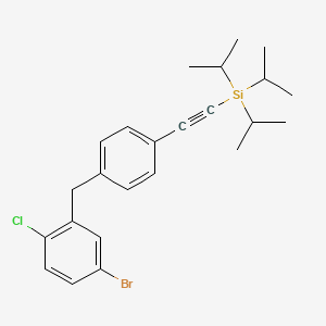 molecular formula C24H30BrClSi B8716414 (2-(4-(5-Bromo-2-chlorobenzyl)phenyl)ethynyl)triisopropylsilane 