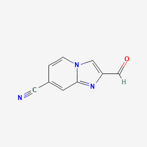 molecular formula C9H5N3O B8716488 2-Formylimidazo[1,2-a]pyridine-7-carbonitrile 