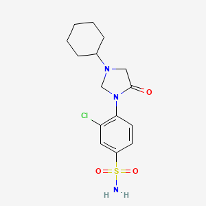 molecular formula C15H20ClN3O3S B8716595 1-(2-Chloro-4-sulfamoylphenyl)-3-cyclohexyl-5-imidazolidinone CAS No. 53298-07-0