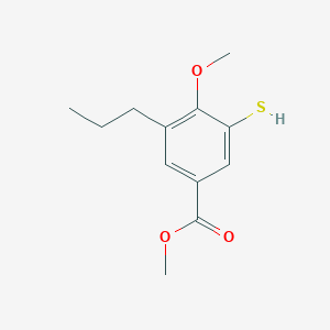 molecular formula C12H16O3S B8716747 Methyl 4-methoxy-3-propyl-5-sulfanylbenzoate CAS No. 647856-03-9