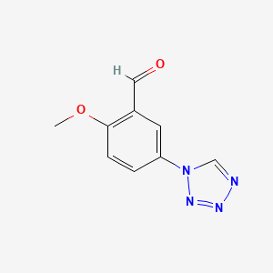 molecular formula C9H8N4O2 B8716940 2-Methoxy-5-tetrazol-1-yl-benzaldehyde 