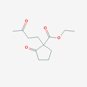molecular formula C12H18O4 B8717008 Cyclopentanecarboxylic acid, 2-oxo-1-(3-oxobutyl)-, ethyl ester CAS No. 61771-81-1