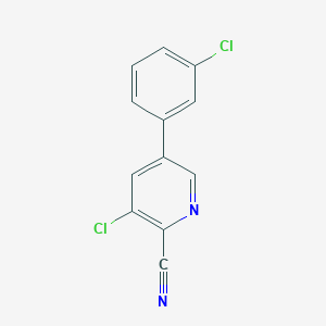 molecular formula C12H6Cl2N2 B8717103 5-(3-Chlorophenyl)-3-chloro-2-cyanopyridine 