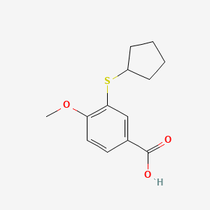 molecular formula C13H16O3S B8717159 3-Cyclopentylthio-4-methoxybenzoic acid 