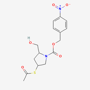 molecular formula C15H18N2O6S B8717185 (2S,4S)-4-(Acetylthio)-2-(hydroxymethyl)-1-pyrrolidinecarboxylic acid (4-nitrophenyl)methyl ester 