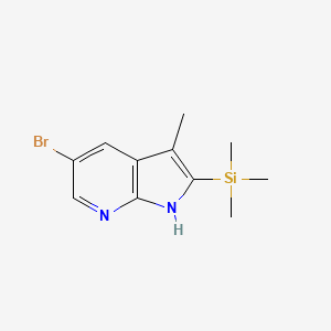 molecular formula C11H15BrN2Si B8717202 1H-Pyrrolo[2,3-b]pyridine, 5-bromo-3-methyl-2-(trimethylsilyl)- 