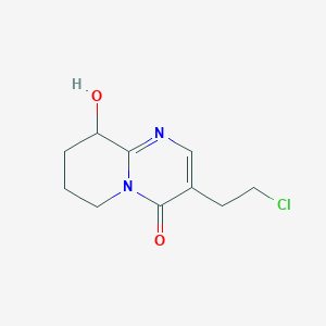 molecular formula C10H13ClN2O2 B8717237 3-(2-Chloroethyl)-9-hydroxy-6,7,8,9-tetrahydropyrido[1,2-a]pyrimidin-4-one 