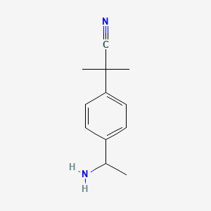molecular formula C12H16N2 B8717366 2-[4-(1-Aminoethyl)phenyl]-2-methylpropanenitrile 