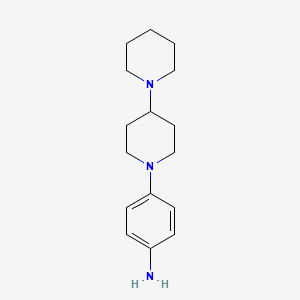 molecular formula C16H25N3 B8717628 4-[4-(Piperidin-1-yl)piperidin-1-yl]benzenamine 
