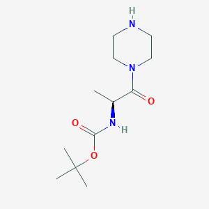 molecular formula C12H23N3O3 B8718083 [(S)-1-Methyl-2-oxo-2-piperazinoethyl]carbamic acid tert-butyl ester 