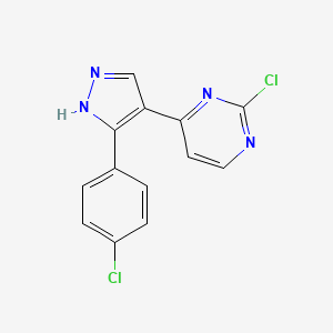 molecular formula C13H8Cl2N4 B8718398 2-chloro-4-[3-(4-chloro-phenyl)-1H-pyrazol-4-yl]-pyrimidine CAS No. 646527-96-0