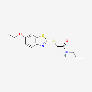 molecular formula C14H18N2O2S2 B8718625 2-[(6-ethoxy-1,3-benzothiazol-2-yl)sulfanyl]-N-propylacetamide 