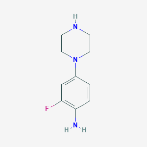 molecular formula C10H14FN3 B8718937 2-Fluoro-4-(piperazin-1-yl)aniline 