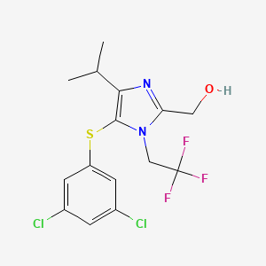 molecular formula C15H15Cl2F3N2OS B8719070 (5-(3,5-Dichlorophenylthio)-4-isopropyl-1-(2,2,2-trifluoroethyl)-1H-imidazol-2-yl)methanol CAS No. 178979-23-2