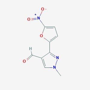 molecular formula C9H7N3O4 B8719080 1-Methyl-3-(5-nitrofuran-2-yl)-1H-pyrazole-4-carbaldehyde CAS No. 61619-60-1
