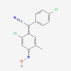 molecular formula C15H10Cl2N2O B8719153 2-[2-Chloro-4-(hydroxyimino)-5-methylcyclohexa-2,5-dien-1-ylidene]-2-(4-chlorophenyl)acetonitrile CAS No. 844-24-6