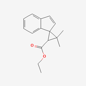 molecular formula C16H18O2 B8719176 Ethyl 3,3-dimethylspiro(cyclopropane-1,1'-(1H)indene)-2-carboxylate CAS No. 65540-54-7