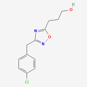 molecular formula C12H13ClN2O2 B8719244 3-{3-[(4-Chlorophenyl)methyl]-1,2,4-oxadiazol-5-yl}-1-propanol 