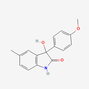 molecular formula C16H15NO3 B8719439 3-hydroxy-3-(4-methoxyphenyl)-5-methyl-1,3-dihydro-2H-indol-2-one 