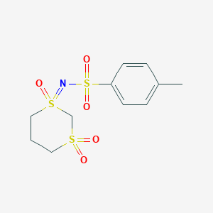 molecular formula C11H15NO5S3 B8719516 1-Tosylimino-1,3-dithiane-1,3,3-trioxide 