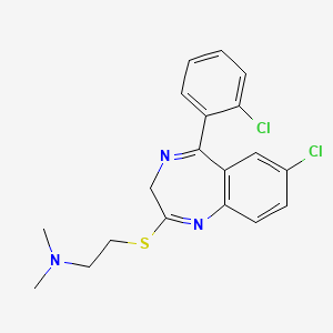 molecular formula C19H19Cl2N3S B8719605 2-((7-Chloro-5-(2-chlorophenyl)-3H-1,4-benzodiazepin-2-yl)thio)-N,N-dimethylethanamine CAS No. 57616-47-4