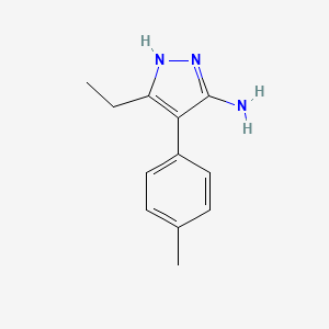 molecular formula C12H15N3 B8719730 3-Ethyl-4-(4-methylphenyl)-1H-pyrazol-5-amine 