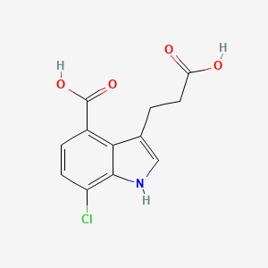 molecular formula C12H10ClNO4 B8720376 3-(2-carboxyethyl)-7-chloro-1H-indole-4-carboxylic acid 